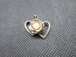 Vintage Floral Double Heart Pendant with faux Pearl Center