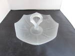 Vintage White Frosted Satin Glass Serving Bowl with Han