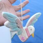 Wooden Dove with Heart Ornament Hand painted