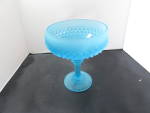 Blue Satin Indiana Glass Diamond Point Compote