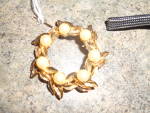 Leaf Wreath Pin with Faux Pearls Gold Tone 