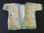 Vintage Doll Sacque flannel hand made yellow floral 