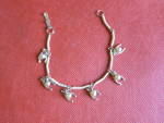 Wishbone Pearl charm bracelet snake links vintage