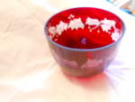 Bohemian Crystal Ruby Red Flashed Bowl Etched