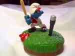 Smurf Baseball Player on Stand 1982