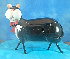 Large Metal Black Cat Trinket Box
