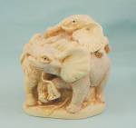 Unknown Miniature Resin Elephant Herd Trinket Box