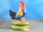 Porcelain Trinket Box Rooster with Mini Chicken