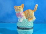 1990s Porcelain Cat Trinket Box