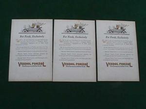 Ford Veedol Forzol Oil Adver. Postcards