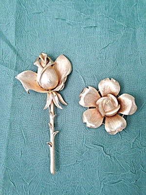 Pr. Of Trifari Rose Brooch Pins