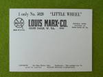 Marx Little Wheel Unused Shipping Labels