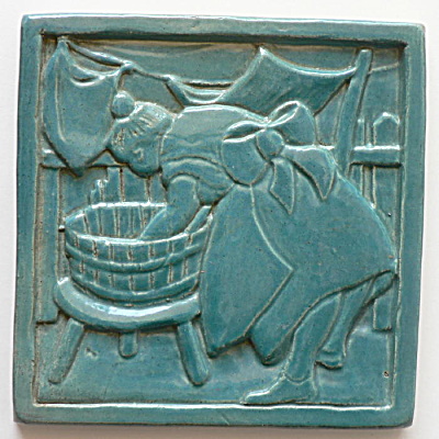 Arts & Crafts Tile Woman Washing Clothes
