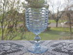 Duncan & Miller Blue Caribbean Water Goblet w/Ball Stem