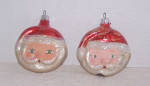 2 ORNAMENTS WITH DOUBLE SIDED SANTA HEAD