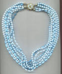 MULTI-STRAND SHADES OF BLUE BEADS PLASTIC NECKLACE