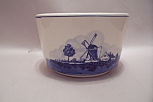Porcelain Flow Blue Style Decorated Deep Round Bowl