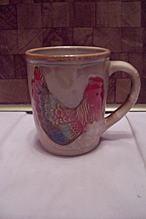 Hand Painted Rooster Decorated Porcelain Mug
