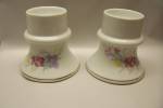 Pair Of White Porcelain Egg Holders With Floral Motif