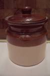 Brown & Tan Glazed Pottery Lidded Canister