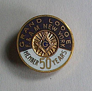 Old Mason Grand Lodge F & A M New York Member 50 Years