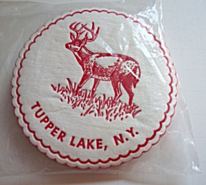 Vintage 1960`s Felt Tupper Lake New York Deer Coasters