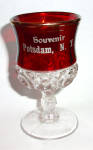 OLD 1900`S EAPG SOUVENIR POTSDAM NY RUBY RED WINE GLASS