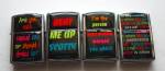 4 DIFFERENT FUNNY SAYSINGS CRYSTAL DOME LIGHTERS NOS