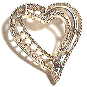 Vintage Gold Plated Open Heart Brooch Or Pin