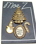 Christmas tree snowman etched design brooch