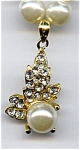 Faux pearl rhinestone leaf design necklace