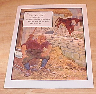 Calf And Wall & Man And Robbers 1915 Mother Goose Book Print Volland