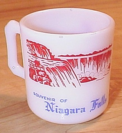 Souvenir Piece Hazel Atlas Glass Mug Niagra Falls, Ny, Bottoms Up