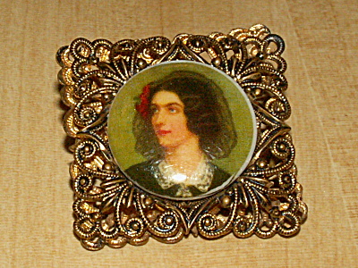 Pre Wwii Porcelain Plaque Pin Brooch Costume Jewelry Stern Germany