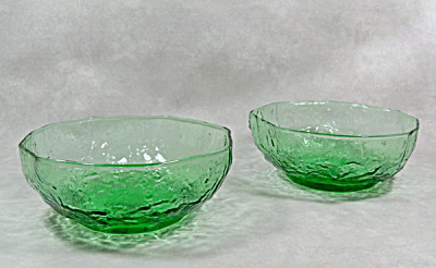 Pair Morgantown Crinkle Shamrock Green Bowls