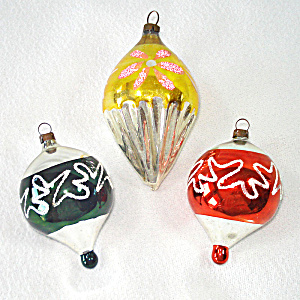 German Cone Drop Glass Christmas Ornaments