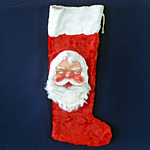 Bijou Toys Plush Fur Christmas Stocking With Rubber Santa Face
