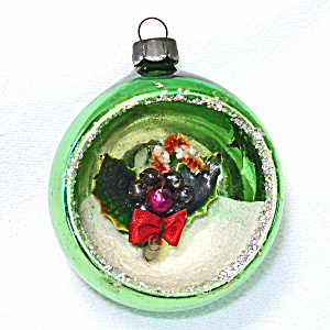 Candy Cane Glass Diorama Indent Scene Christmas Ornament