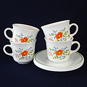 Corelle Wildflower Set 4 Cups And Saucers
