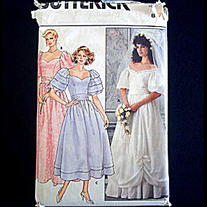 Butterick 1985 Wedding Bridesmaid Dress Sewing Pattern Uncut Sz 8