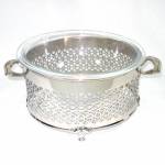 Manning Bowman Reticulated Chrome Casserole Cradle Holder