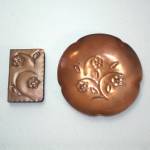 Copper Hand Wrought Ashtray and Match Box Holder