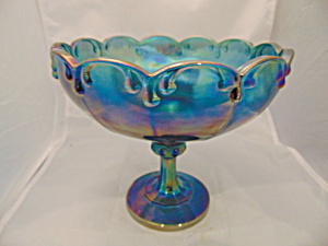 Indiana Glass Compote Garland Blue Carnival Mint