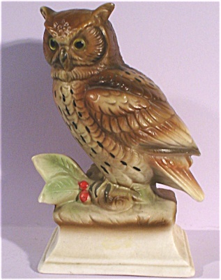 1960s Japan Ceramic Owl On Base