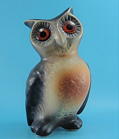 1960s Roselane Pottery Owl With Plastic Eyes