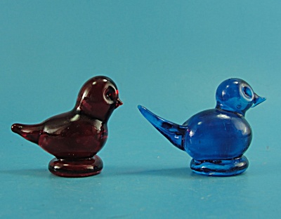 Two Glass Birds Red & Blue
