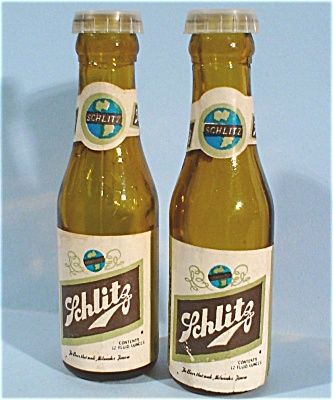 Miniature Schlitz Beer Bottle S/p Shakers