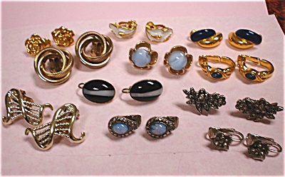 Eleven Pair Of Vintage Unsigned Clip Earrings