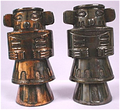 Pot Metal Tiki Totem S/p Shakers