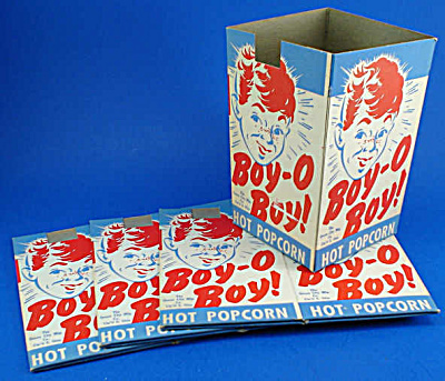 Four 1940s/1950s Cardboard Popcorn Boxes